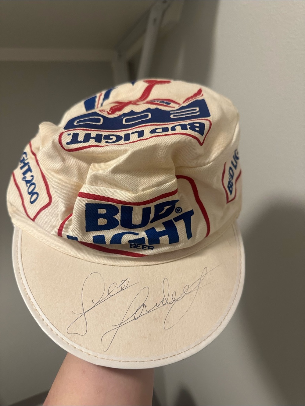 Bud Light Vintage Logo Cap in Cream with Blue & Red